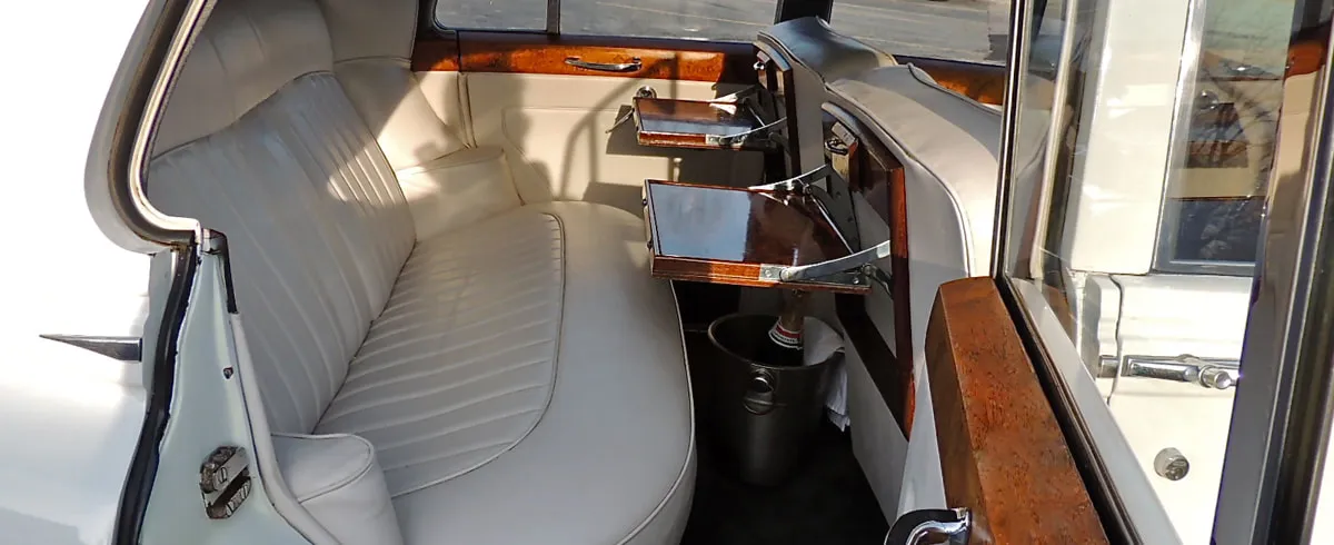 1959 Rolls-Royce Silver Cloud interior for wedding car rental in Capitol Planning Region, CT
