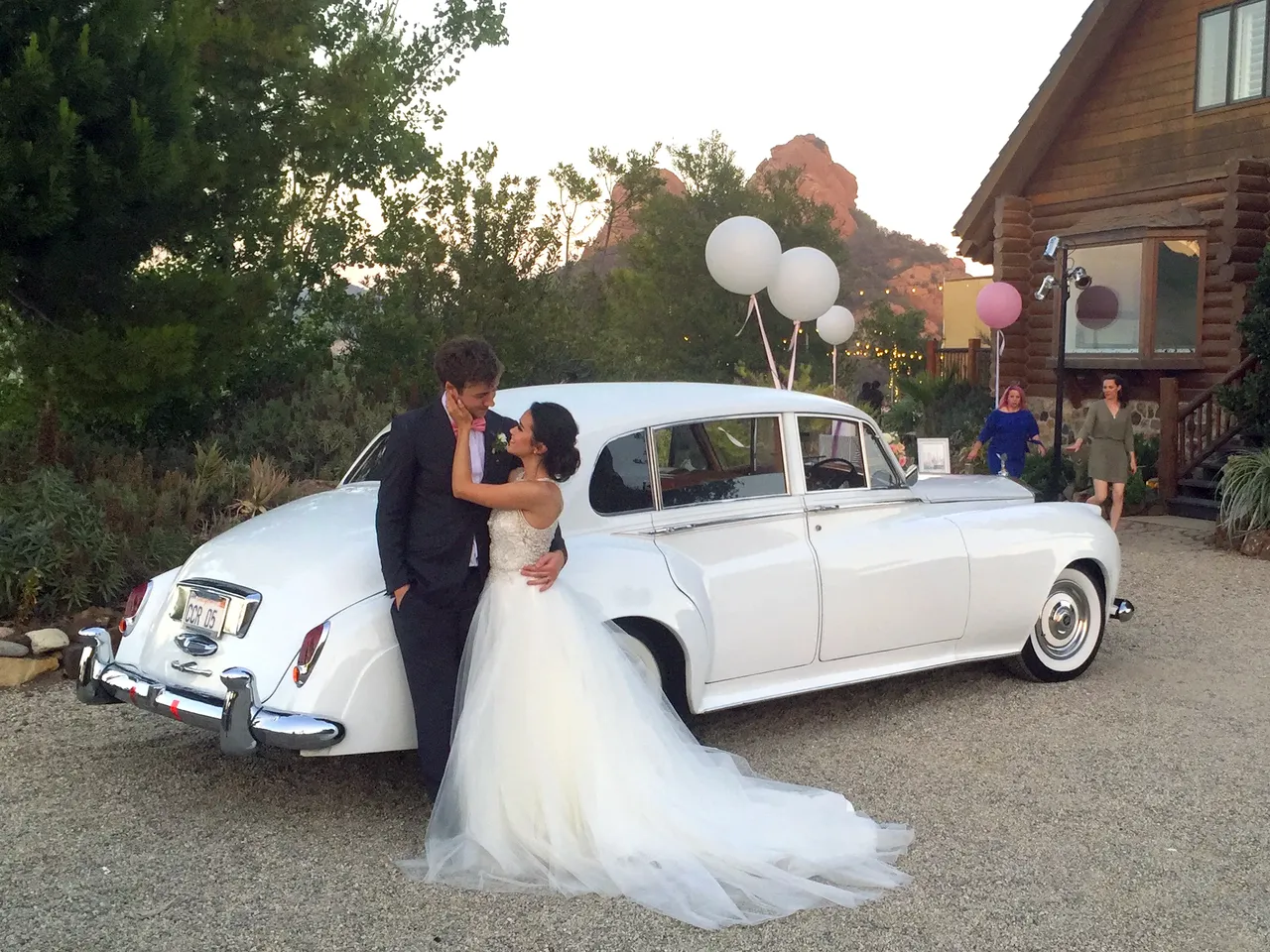 White 1962 Rolls-Royce Silver Cloud II LWB exterior, photo 7 for wedding car rental in Topanga, CA