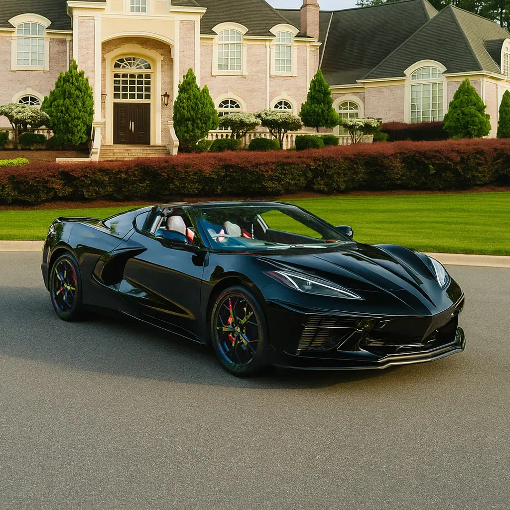 Black 2023 Corvette C8 2LT Convertible for wedding car rental in Rockville, MD
