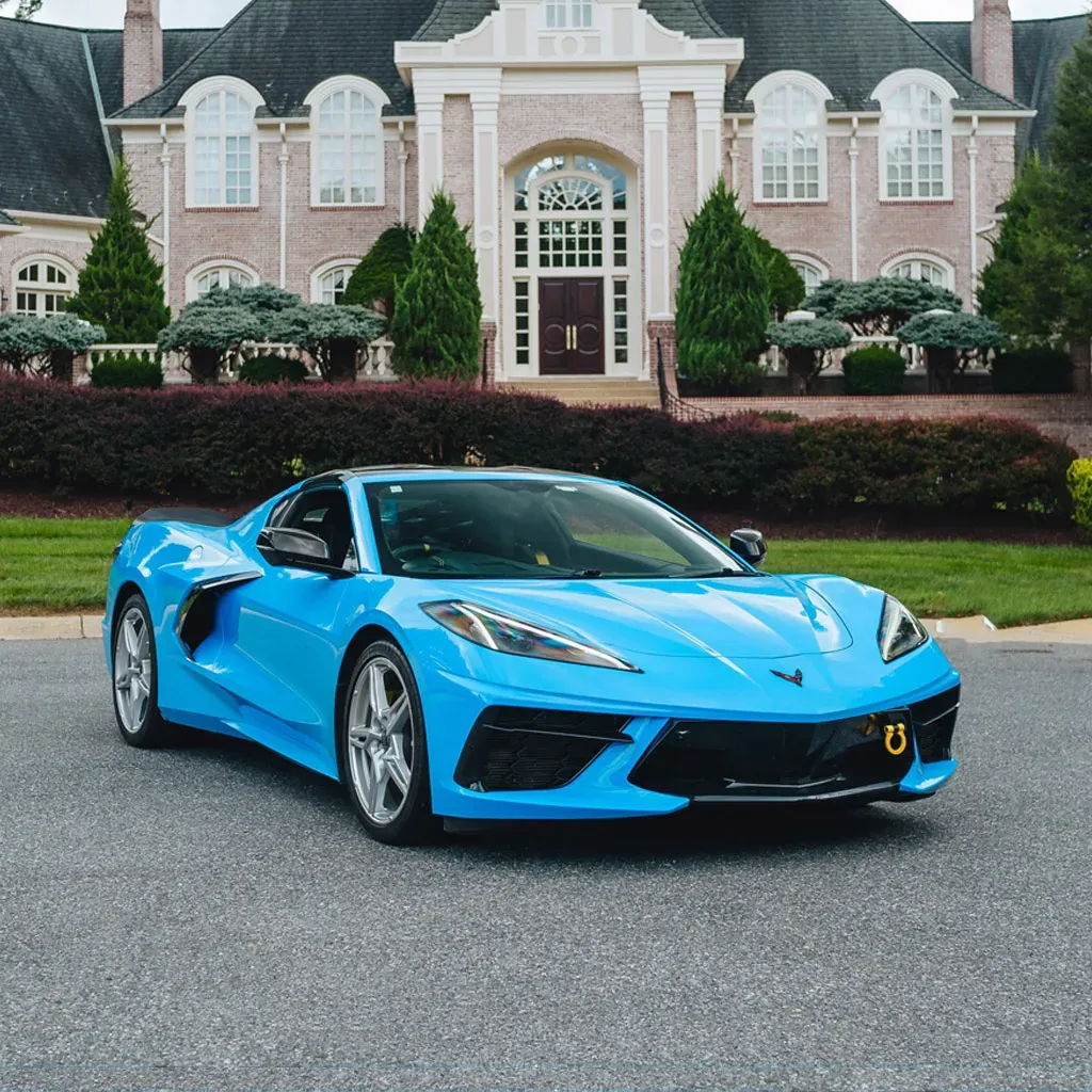 Blue 2023 Corvette C8 3LT Convertible for wedding car rental in Rockville, MD