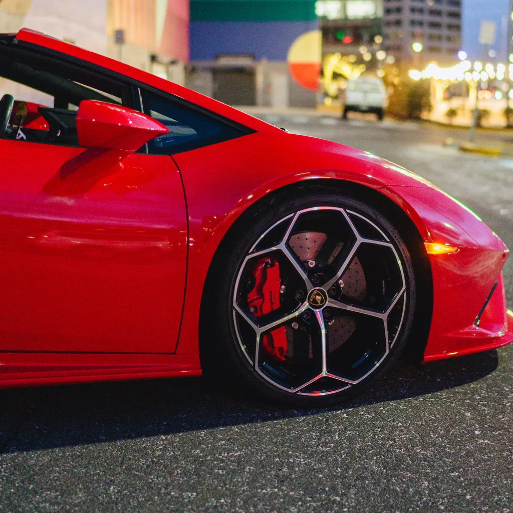 Red 2023 Lamborghini Huracan EVO Spyder, photo 3 for wedding car rental in Rockville, MD
