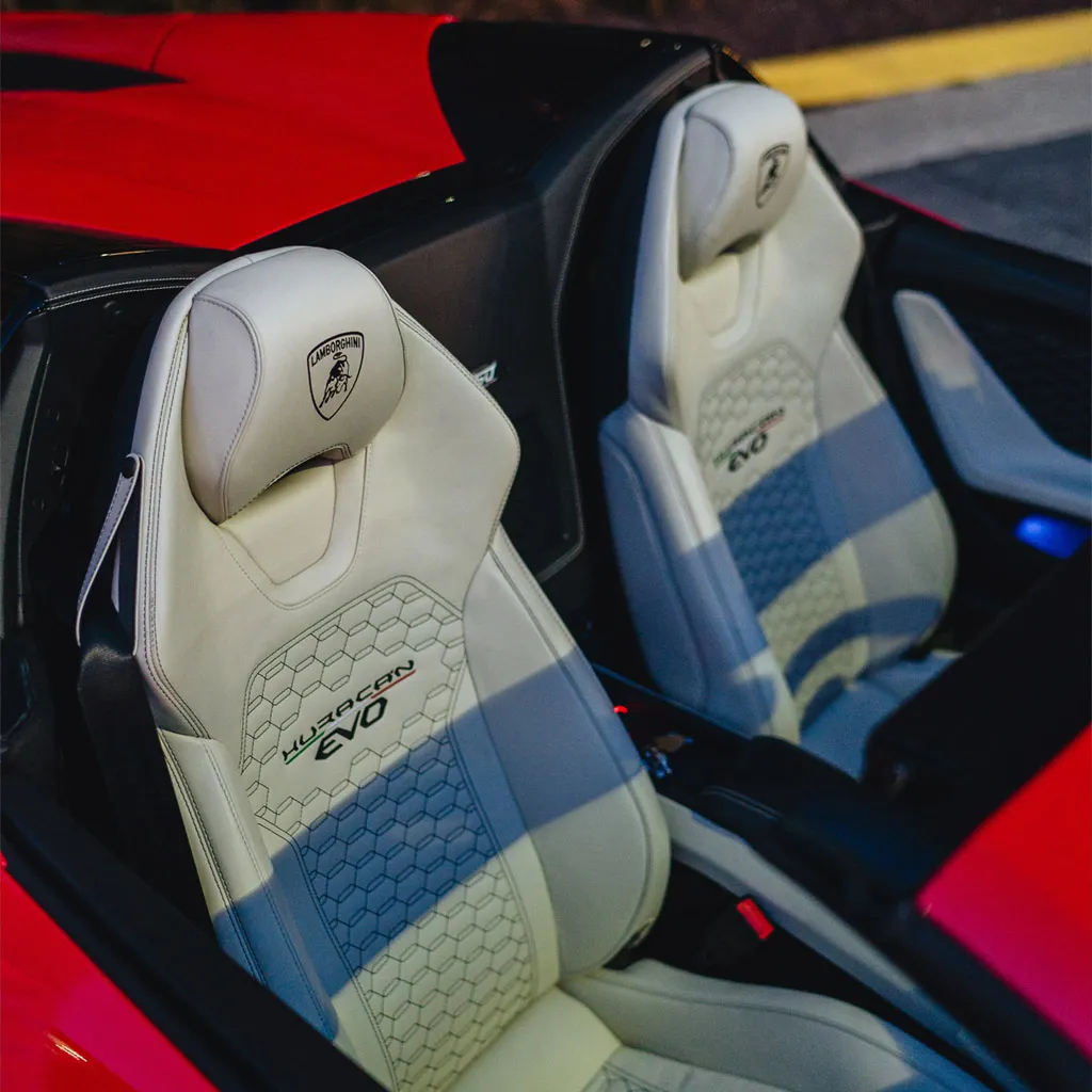 Red 2023 Lamborghini Huracan EVO Spyder, photo 8 for wedding car rental in Rockville, MD