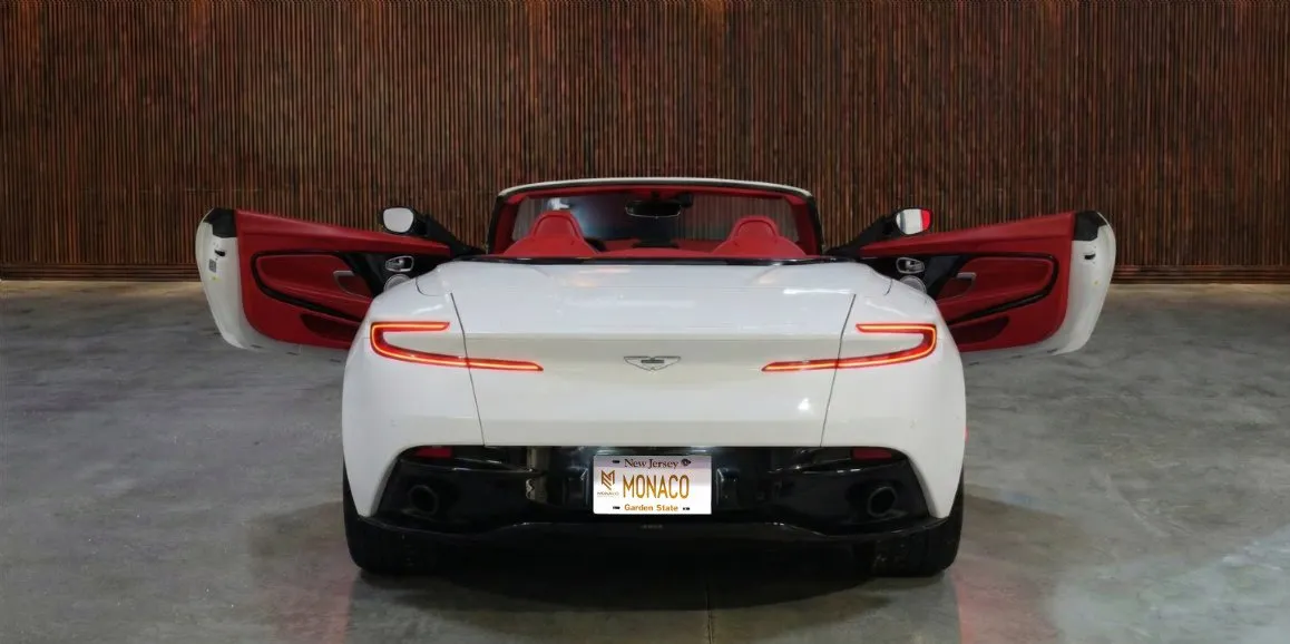 White Aston Martin DB11 exterior with convertible roof, photo 5 for wedding car rental in Toms River, NJ