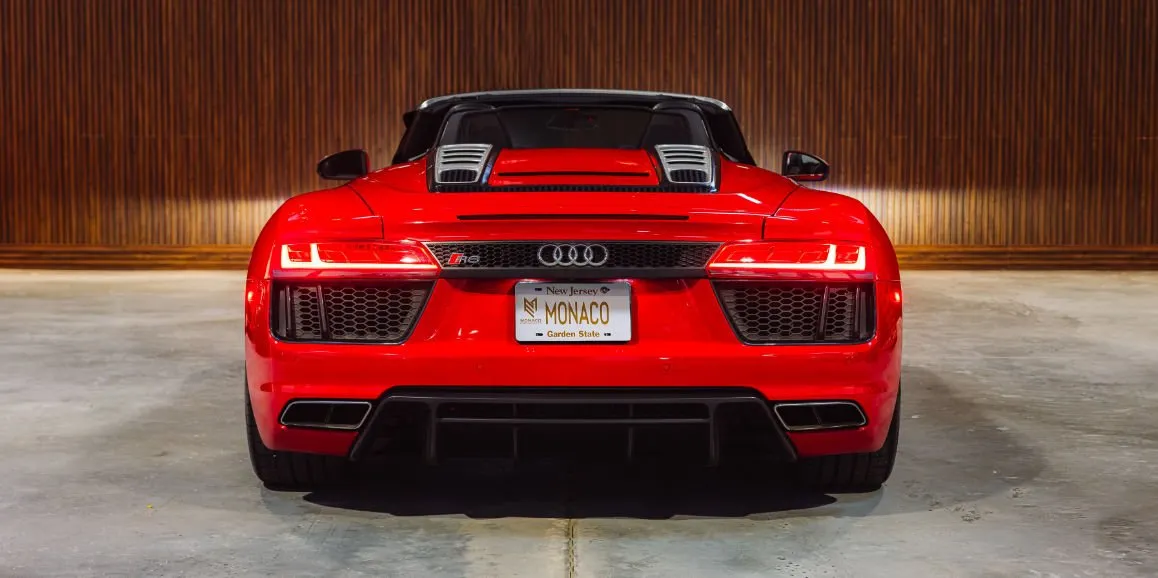 Red Audi R8 exterior, photo 4 for wedding car rental in Morris County, NJ