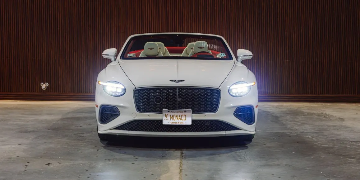 White Bentley GTC Speed exterior with convertible roof for wedding car rental in Bartonsville, PA