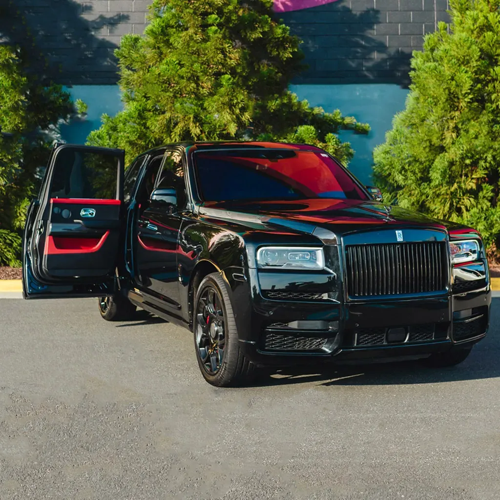 Black Badge Rolls-Royce Cullinan Diamond Xirralic for wedding car rental in Rockville, MD