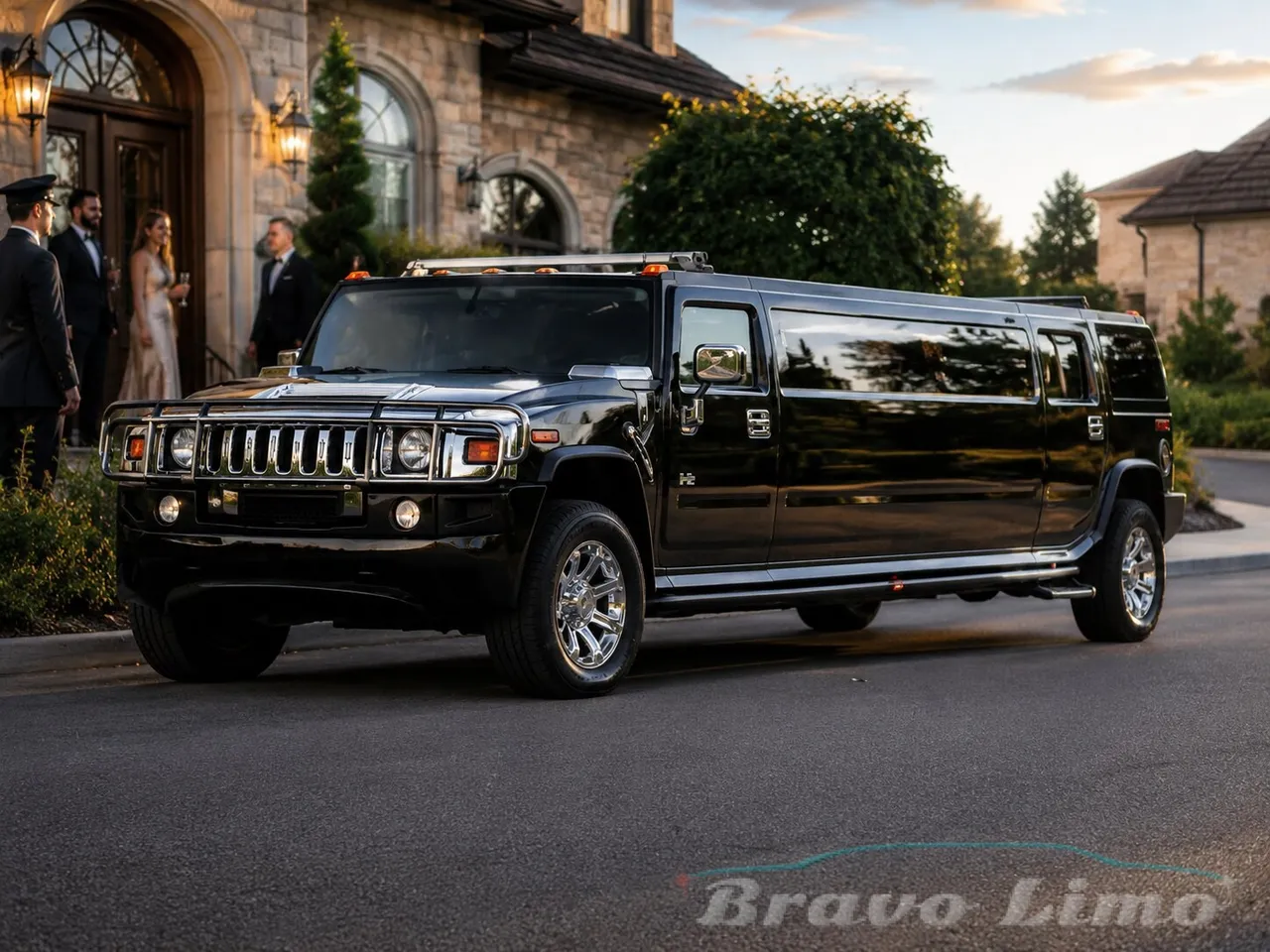 Black Hummer H2 Limousine for wedding car rental