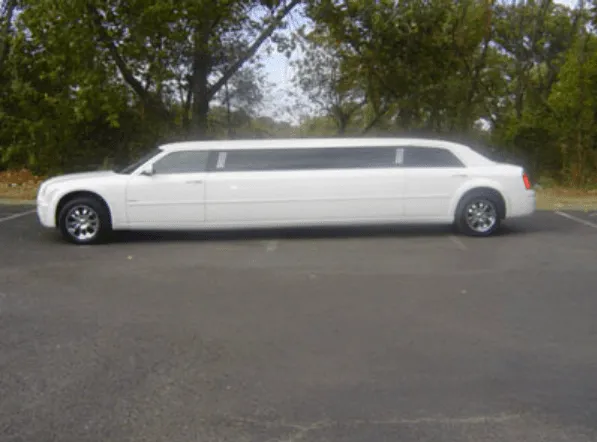 White C300 Limousine C300 Limousine finished in white; tinted windows visible