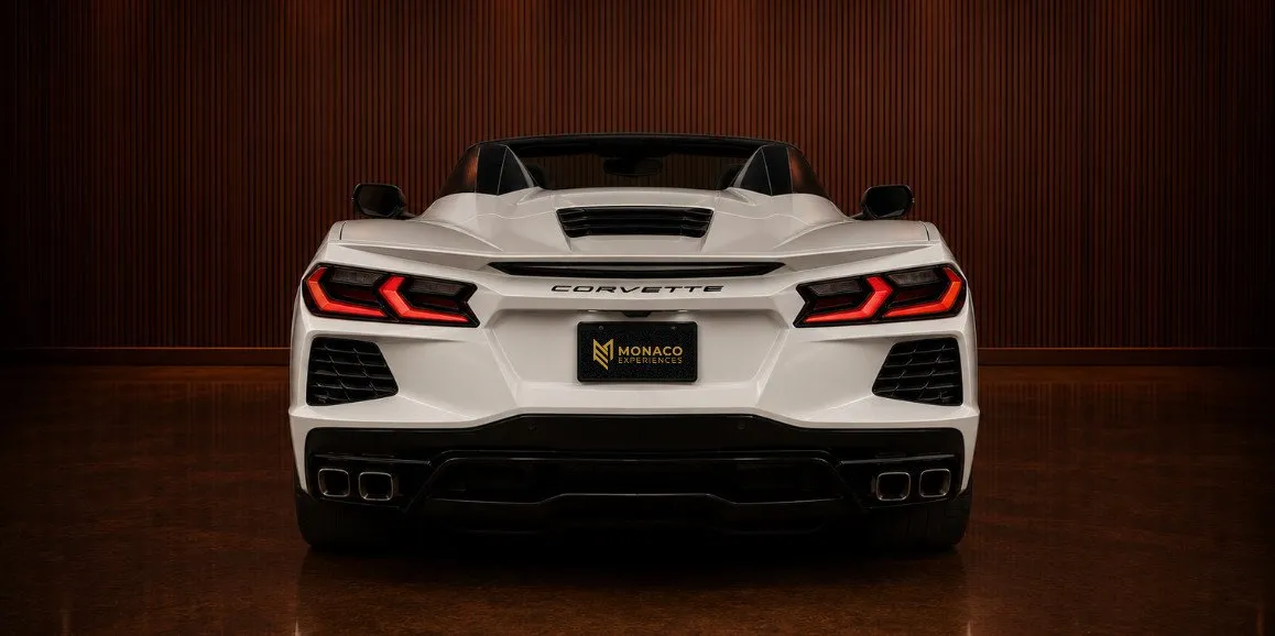 White Chevrolet Corvette exterior, photo 4 for wedding car rental in Toms River, NJ