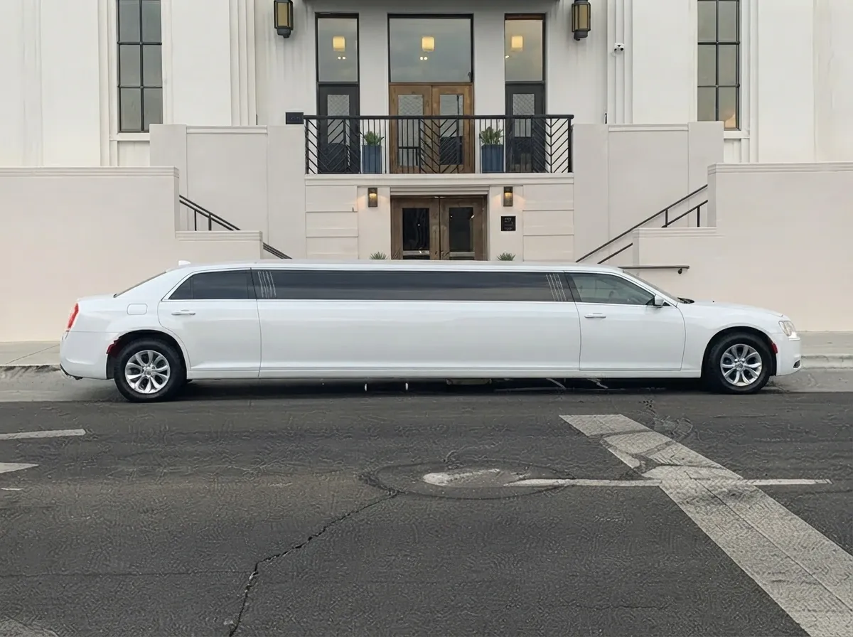 White Chrysler 300 Stretch Chrysler 300 Stretch finished in white, bookable now