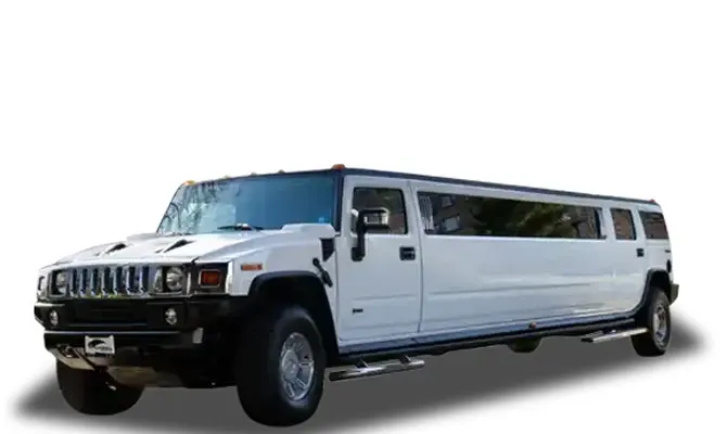 Hummer Limousine finished in white, bookable now