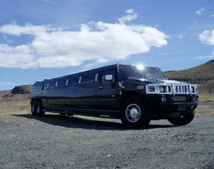 Black Hummer Limousine exterior for wedding car rental
