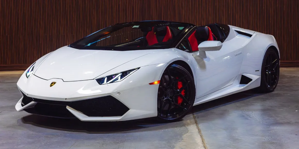 White Lamborghini Huracan for wedding car rental in Brodheadsville, PA