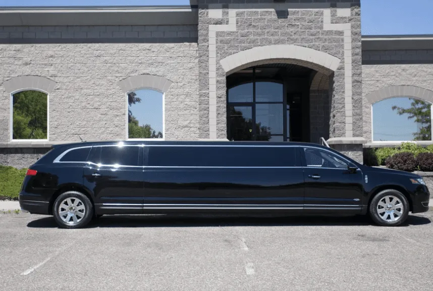 Lincoln MKT Limousine Black Lincoln MKT Limousine with tinted windows for wedding car rental