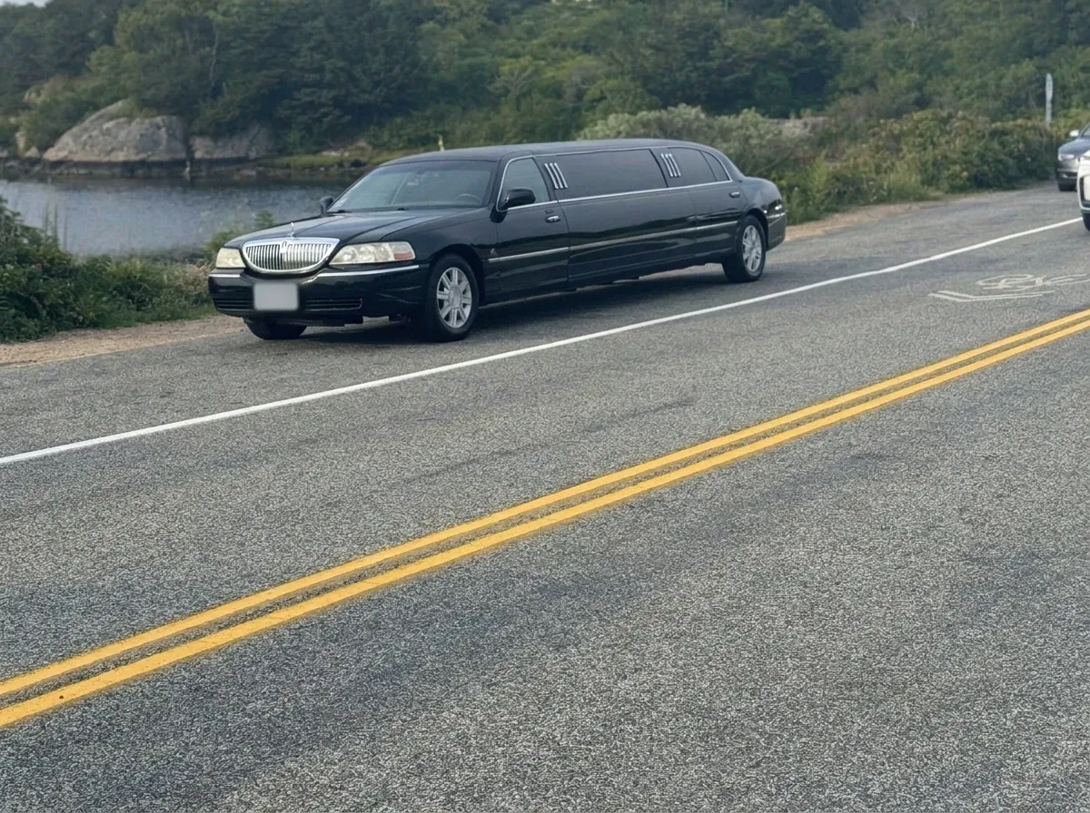 Lincoln Town Car Limousine finished in black, take 2