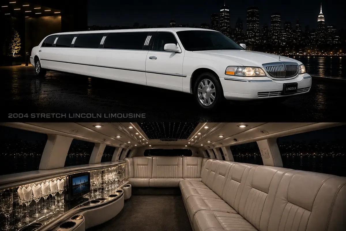Lincoln Town Car Stretch Limousine — White Lincoln Town Car Stretch Limousine — White for wedding car rental