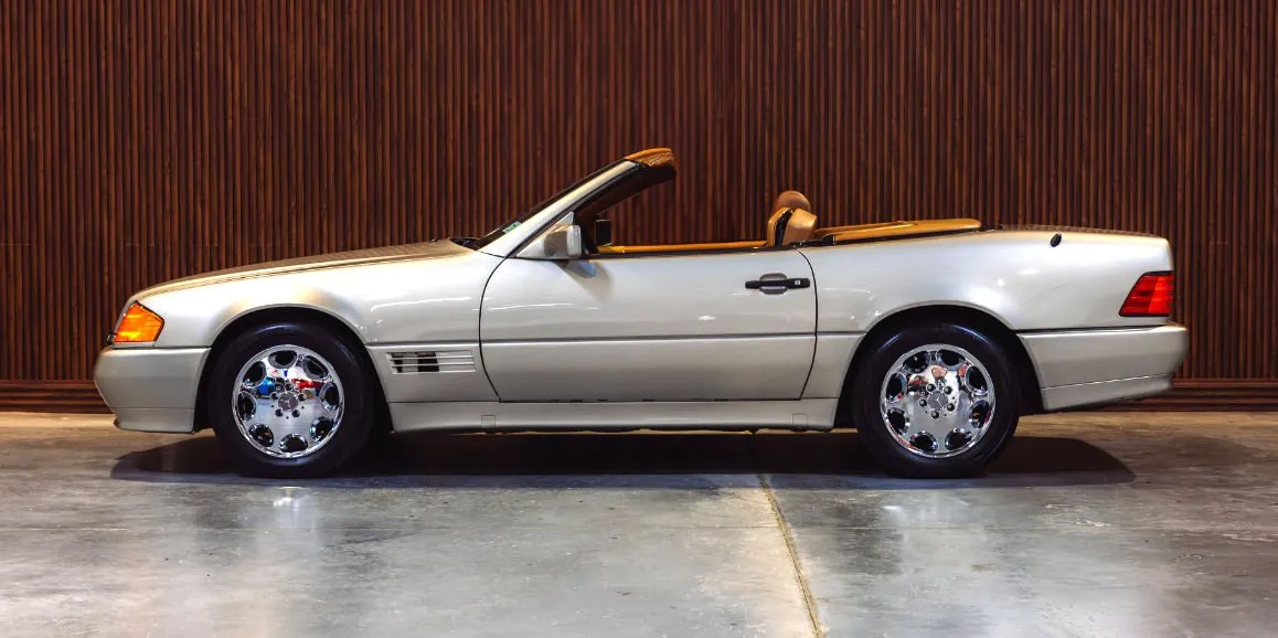 Silver Mercedes-Benz SL500 exterior with convertible roof, photo 3 for wedding car rental in Toms River, NJ