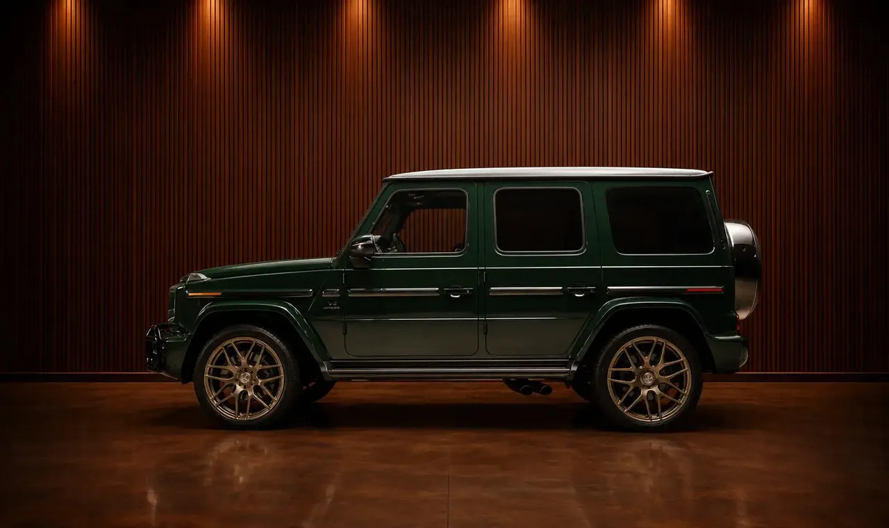 Green Mercedes-Benz G63 AMG for wedding car rental in Morris County, NJ