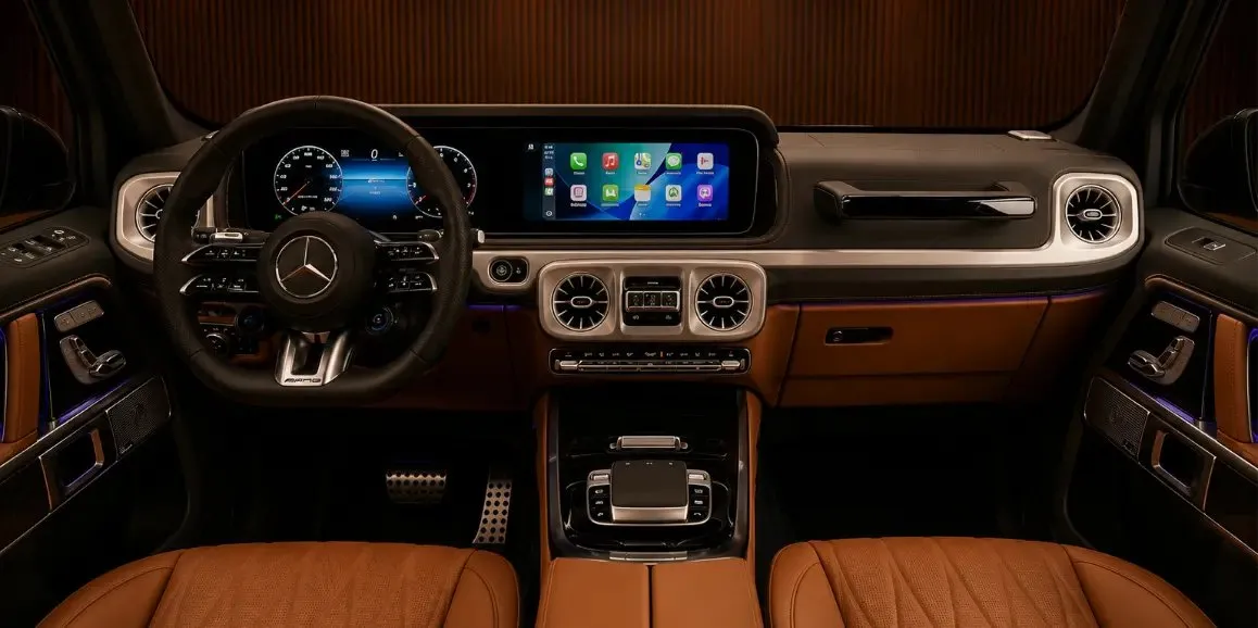 Mercedes-Benz G63 AMG interior for wedding car rental in Morris County, NJ