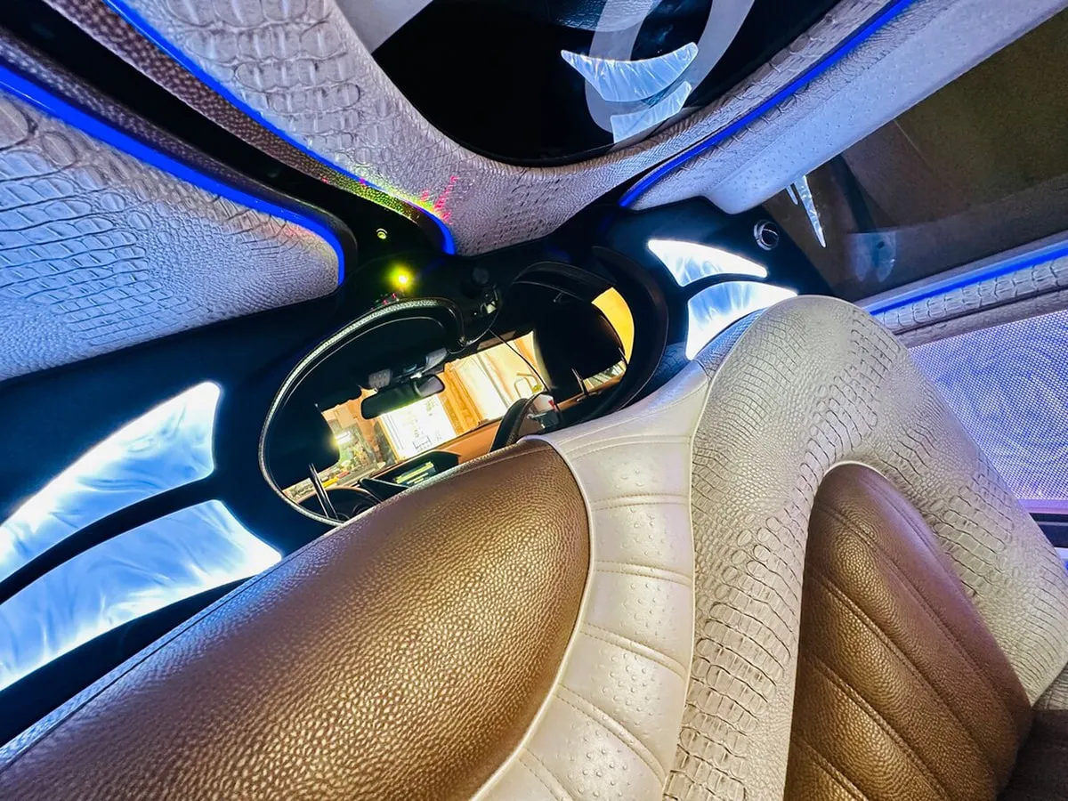 Mercedes-Benz Jet Doors Limousine interior with LED accent lighting, photo 10 for wedding car rental in Capitol Planning Region, CT