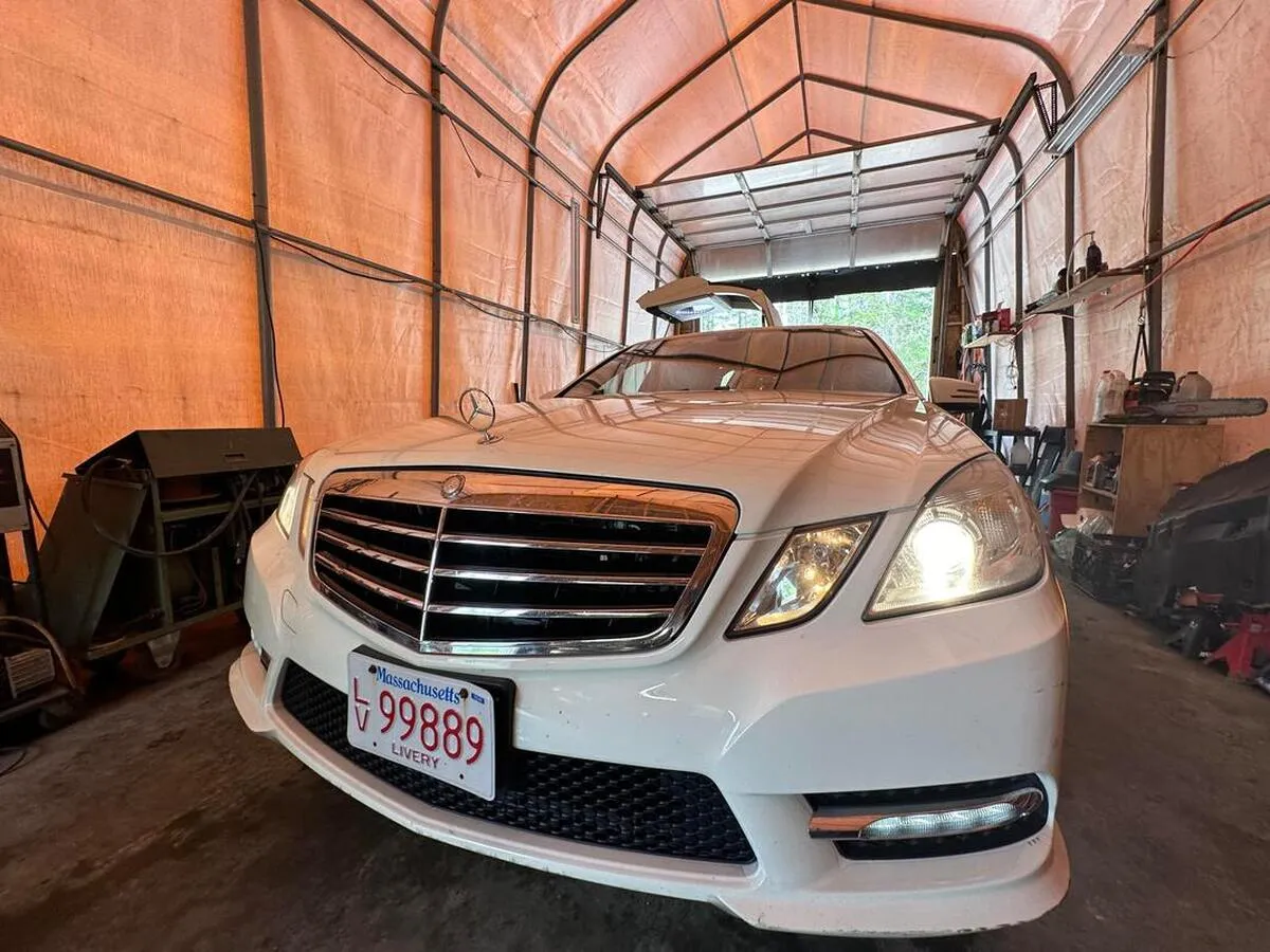 White Mercedes-Benz Jet Doors Limousine exterior for wedding car rental in Capitol Planning Region, CT