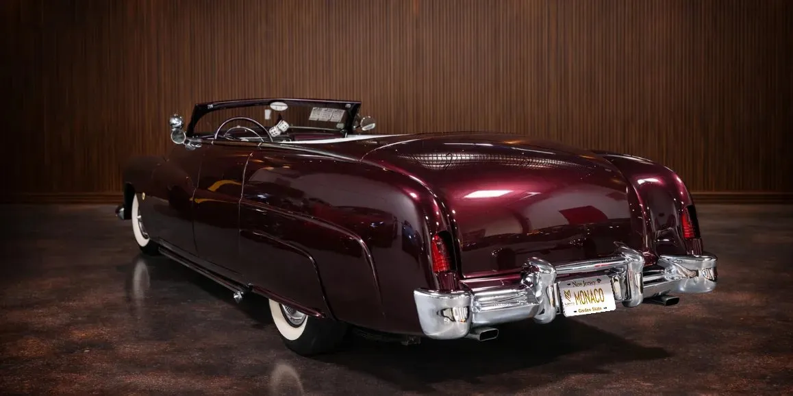Red Mercury Lead Sled 1951 Vintage exterior with convertible roof, photo 3 for wedding car rental in Toms River, NJ