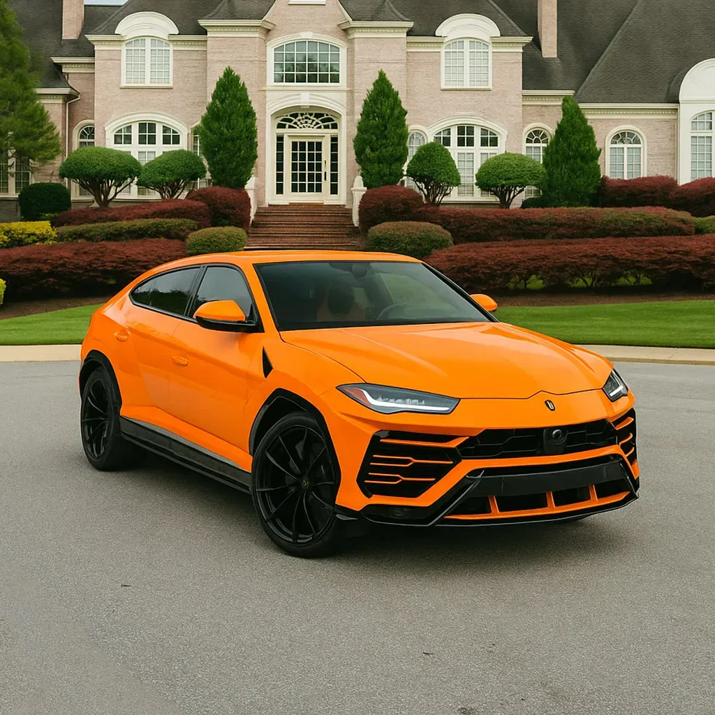 Orange Nacre Lamborghini Urus for wedding car rental in Rockville, MD