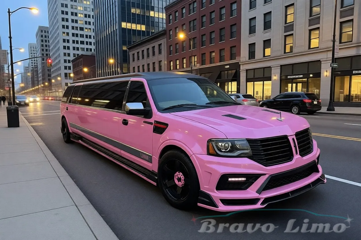 Pink Lincoln Navigator Limousine for wedding car rental
