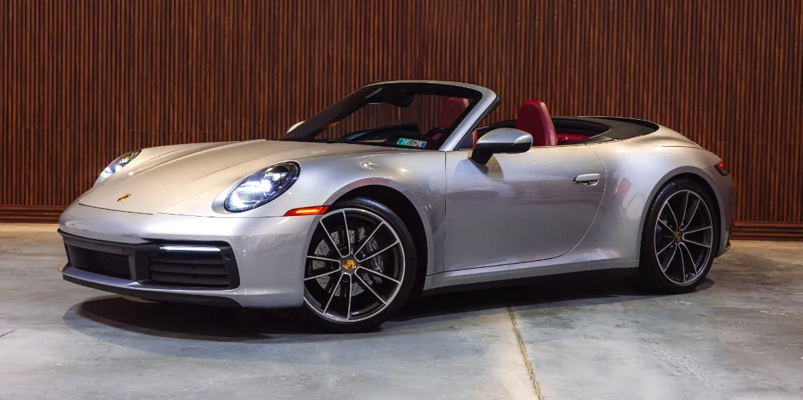 Silver Porsche 911 with convertible roof for wedding car rental in Toms River, NJ