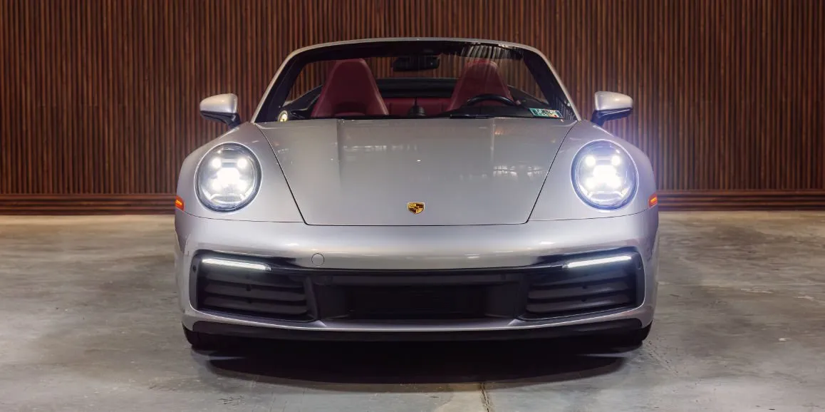 Silver Porsche 911 exterior with convertible roof, photo 3 for wedding car rental in Toms River, NJ