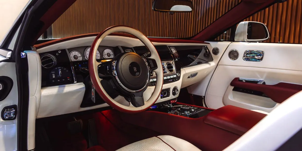 Rolls-Royce Dawn interior for wedding car rental in Toms River, NJ