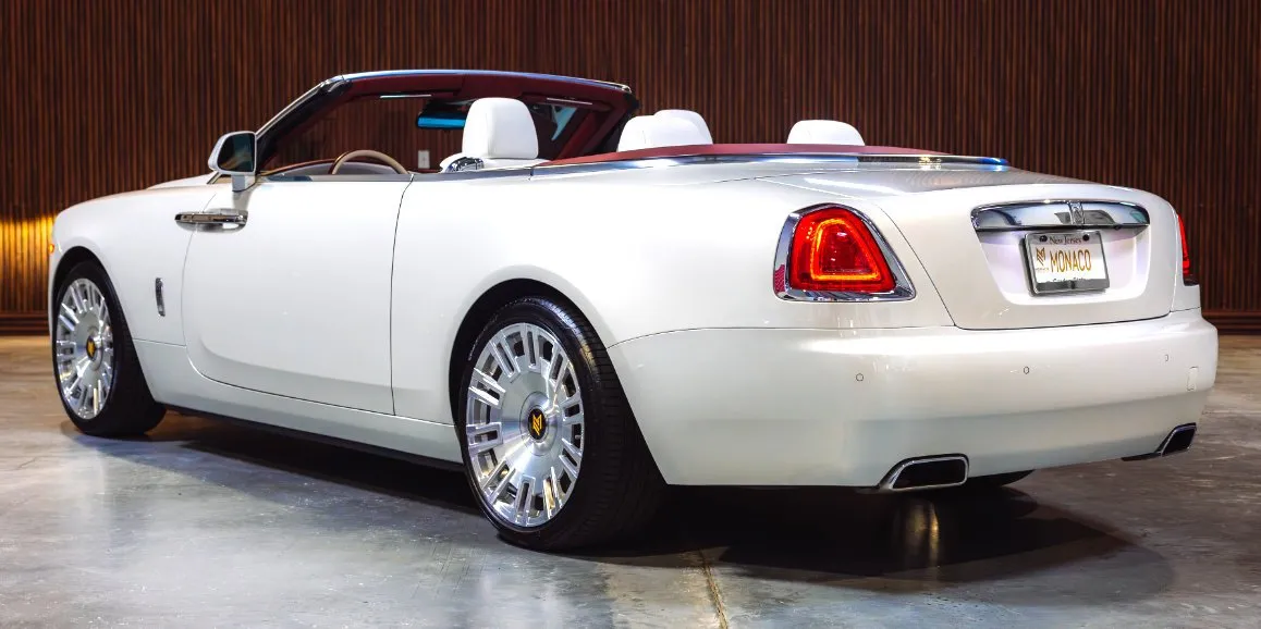 White Rolls-Royce Dawn exterior with convertible roof, photo 4 for wedding car rental in Toms River, NJ