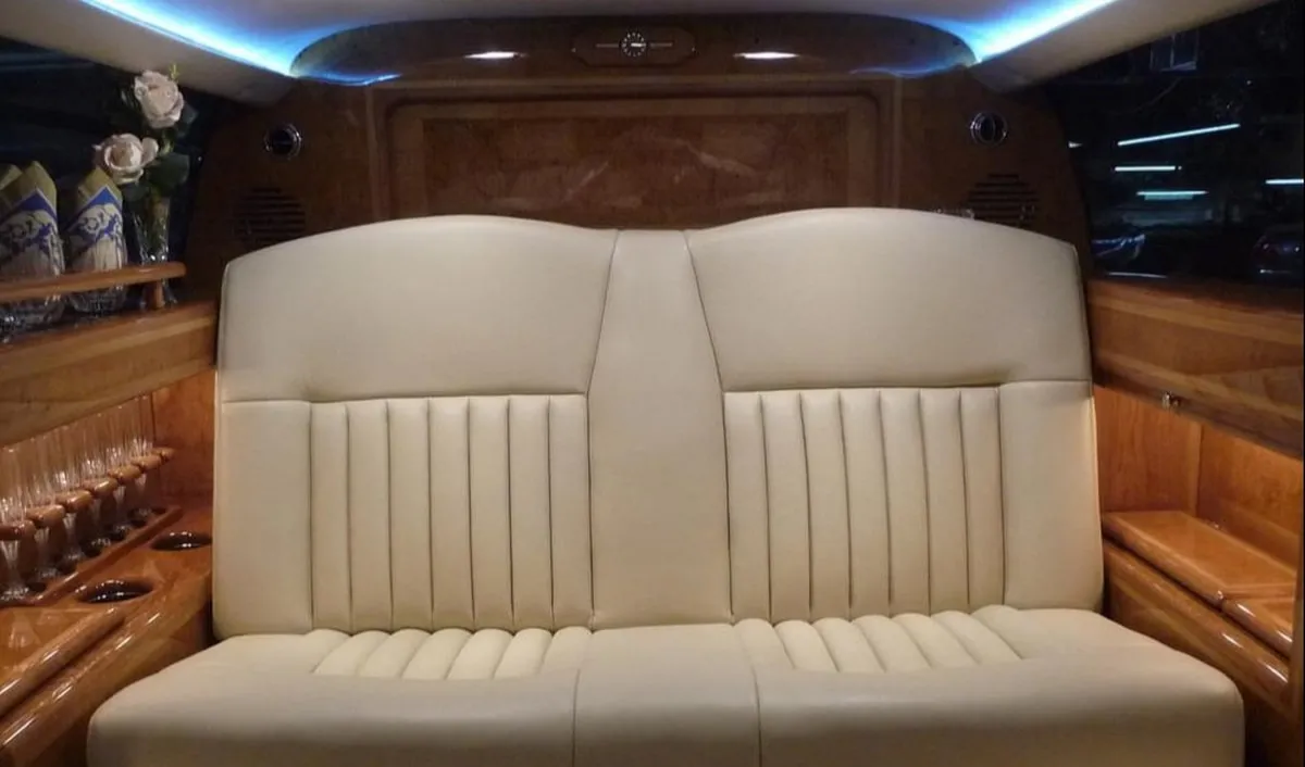 Rolls-Royce Phantom Stretch Limousine interior for wedding car rental in Windsor, CT