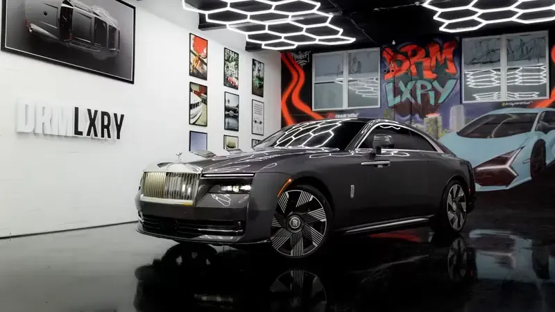 Grey Rolls-Royce Spectre for wedding car rental in Miami, FL