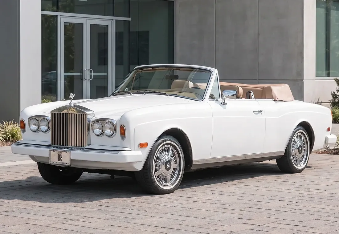 White Rolls-Royce Vintage Convertible for wedding car rental in Monmouth Junction, NJ