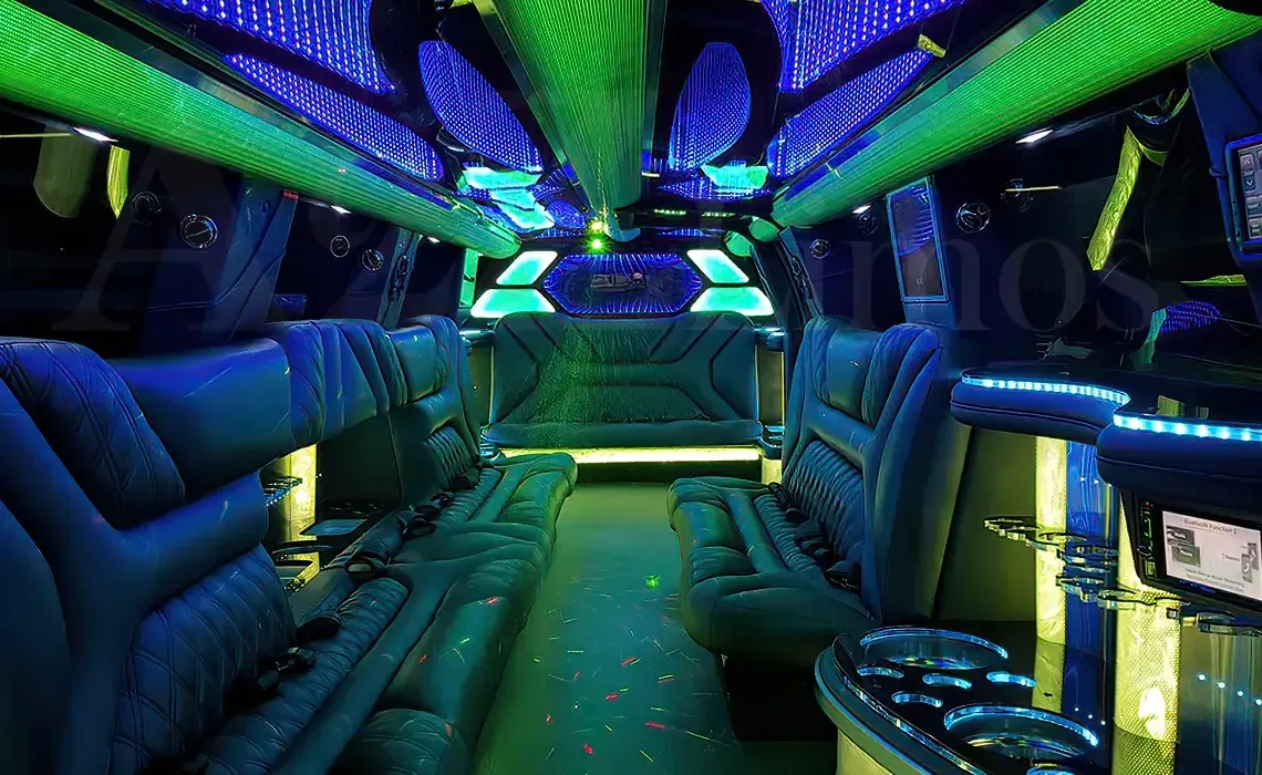 White Cadillac Escalade Jet Stretch Limousine for wedding car rental