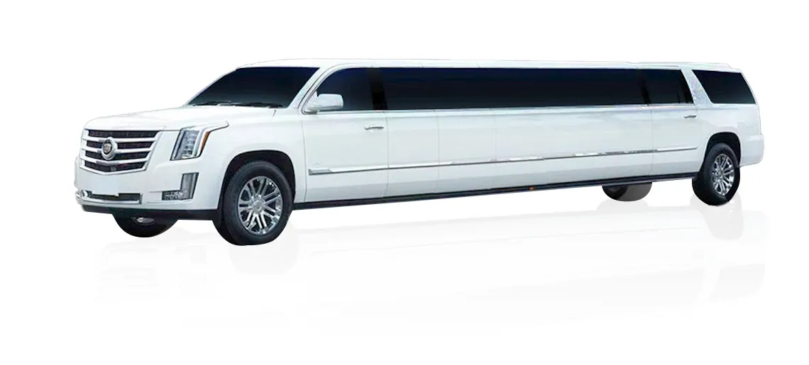 White Cadillac Escalade Jet Stretch Limousine, photo 2 for wedding car rental