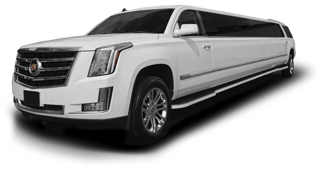 White Cadillac Escalade Stretch Limousine for wedding car rental
