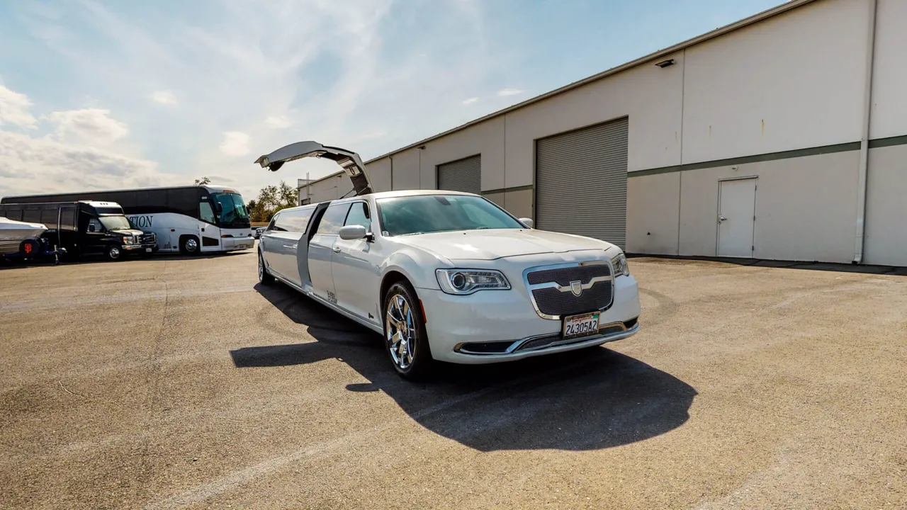 White Chrysler 300 Stretch Limousine, photo 2 for wedding car rental in Sacramento, CA
