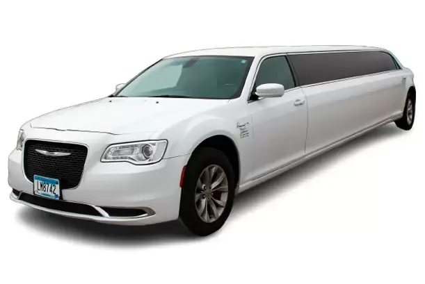 White Chrysler 300 Stretch Limousine for wedding car rental