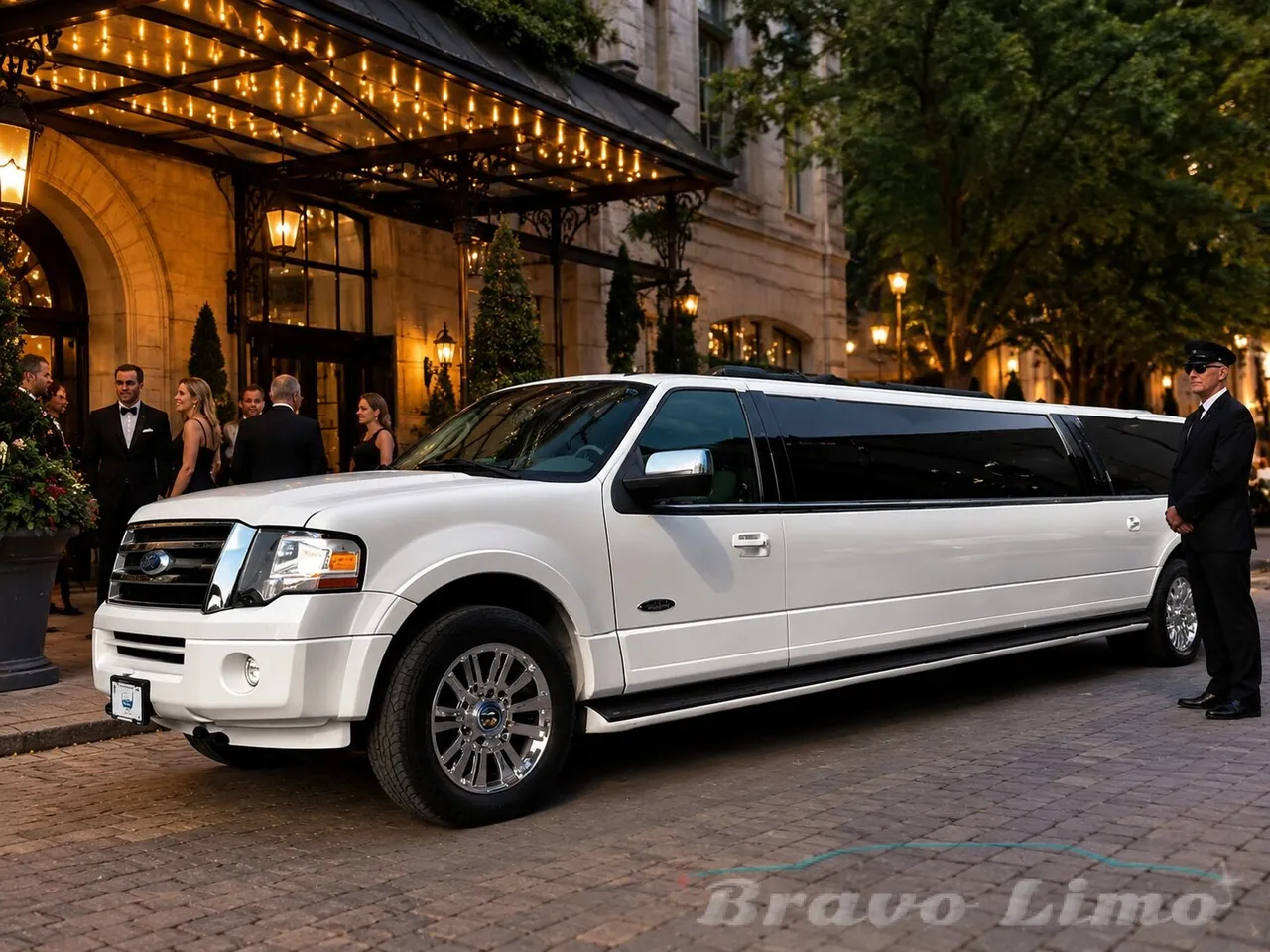 White Ford Expedition Limousine for wedding car rental