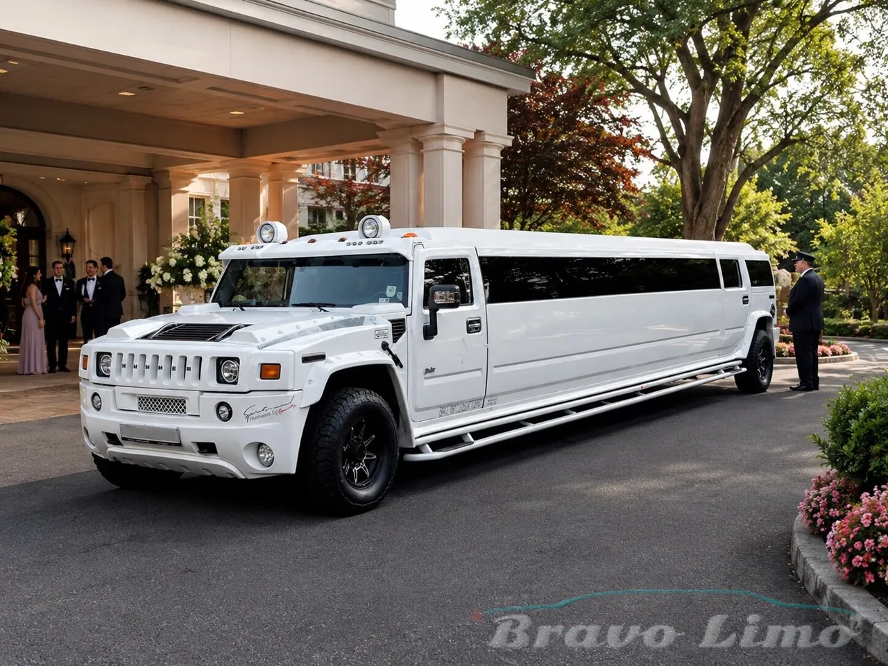 White Hummer H2 Stretch Limousine White Hummer H2 Stretch Limousine for wedding car rental