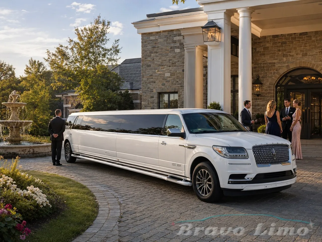 White Lincoln Navigator Limousine for wedding car rental