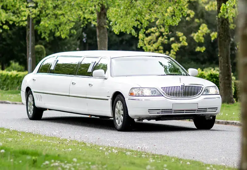 White Lincoln Town Car stretch limousine